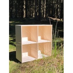 Stor KVADRAT reol med 4 rum - ubehandlet birk